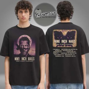 Nine Inch Nails Peel It Back Tour 2025 Butterfly Eyes Two Sided Unisex T-Shirt