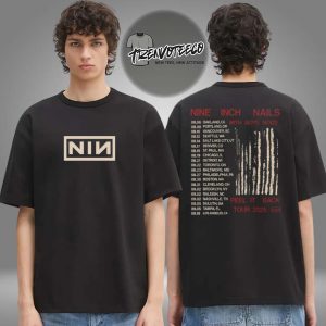 Nine Inch Nails Peel It Back Tour 2025 Time Dates Logo Band Two Sided Unisex T-Shirt