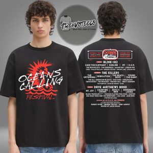 Oceans Calling Merch Seahorse Lineup Two Sided Unisex T-Shirt