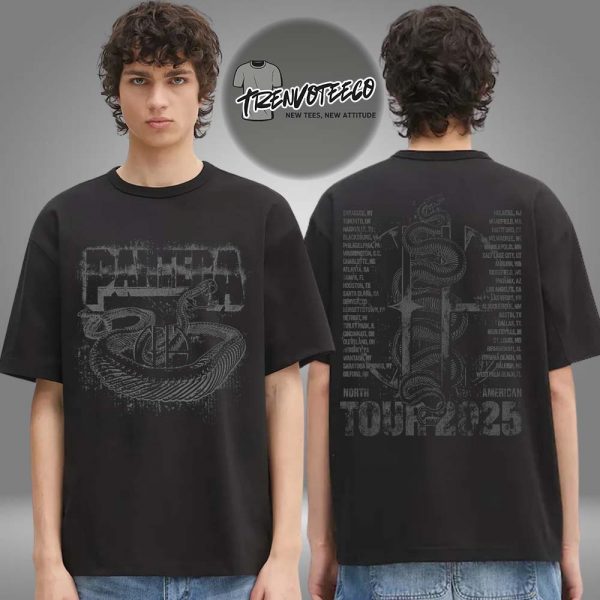 Pantera Heaviest Tour Of The Summer Merch Black Snake CFH 2025 Tour Two Sided Unisex T-Shirt