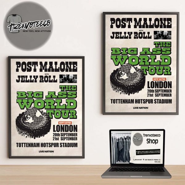 Post Malon x Jelly Roll The Big Ass World Tour At Tottenham Hotspur Stadium In Lodon UK On September 20 21 2025 Home Decor Poster Canvas
