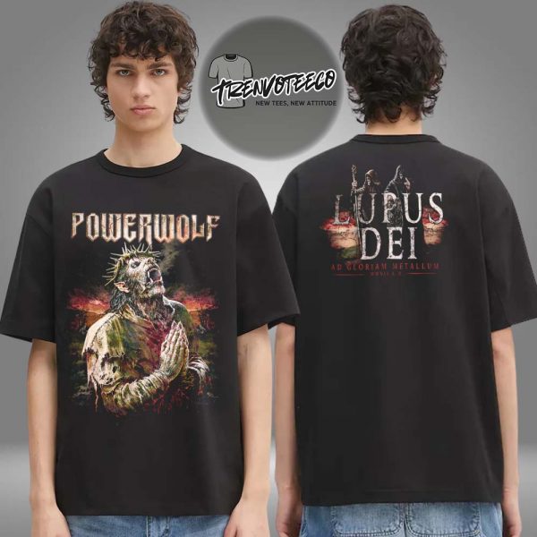Powerwolf Merch Usa Tour 2025 Lupus Dei Anniversary Two Sided Unisex T-Shirt