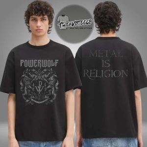 Powerwolf Merch Usa Tour 2025 Metal Is Religion Two Sided Unisex T-Shirt
