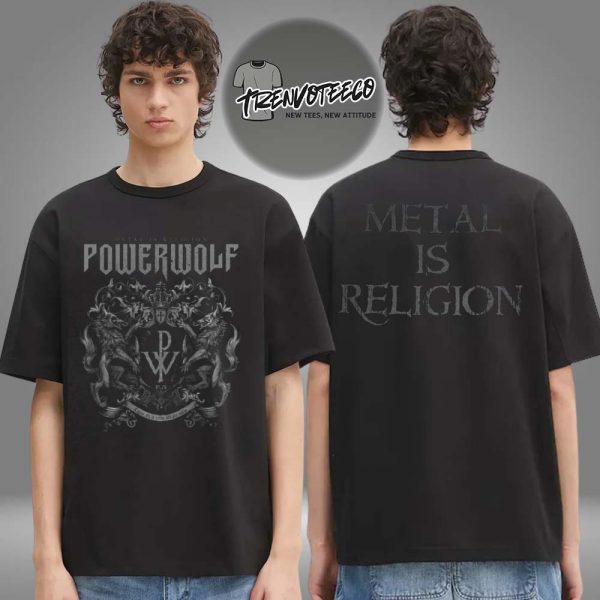Powerwolf Merch Usa Tour 2025 Metal Is Religion Two Sided Unisex T-Shirt
