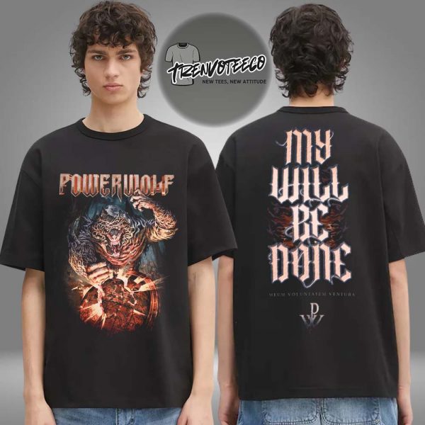 Powerwolf Merch Usa Tour 2025 My Will Be Done Two Sided Unisex T-Shirt