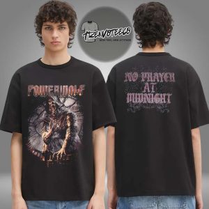 Powerwolf Merch Usa Tour 2025 No Prayer On Midnight Two Sided Unisex T-Shirt