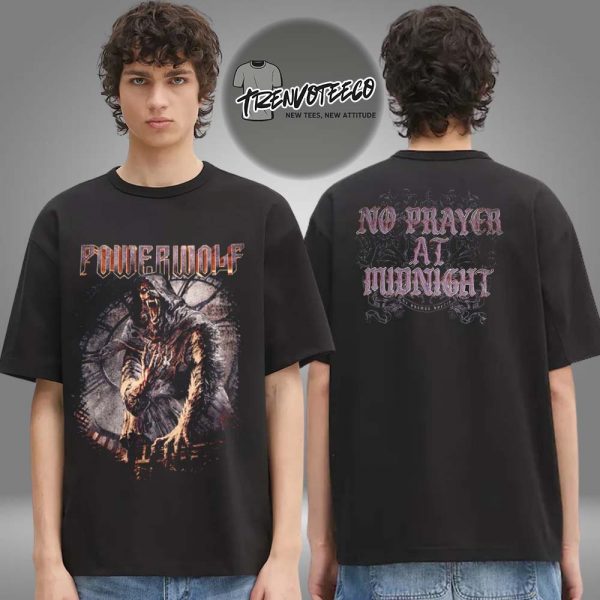 Powerwolf Merch Usa Tour 2025 No Prayer On Midnight Two Sided Unisex T-Shirt