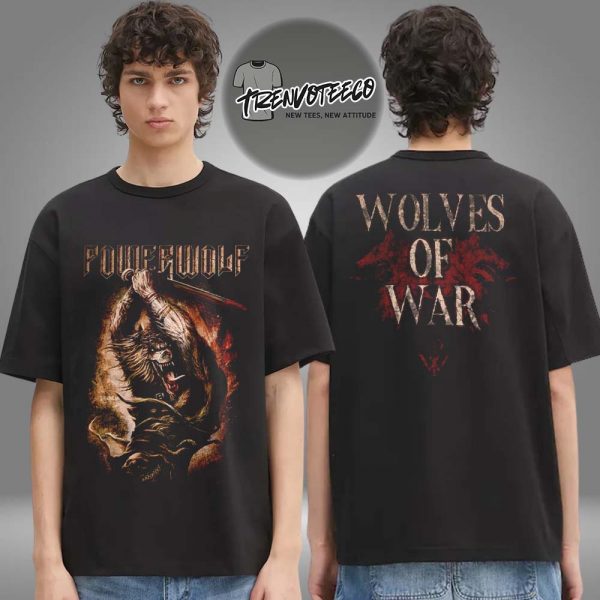 Powerwolf Merch Usa Tour 2025 Wolves Of War Two Sided Unisex T-Shirt