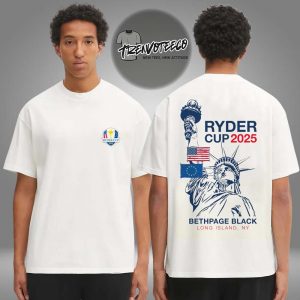 Ryder Cup Merch Store 2025 Ryder Cup Lady Liberty Flags Two Sided Unisex T-Shirt