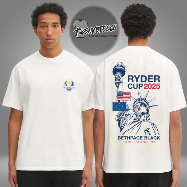 Ryder Cup Merch Store 2025 Ryder Cup Lady Liberty Flags Two Sided Unisex T-Shirt