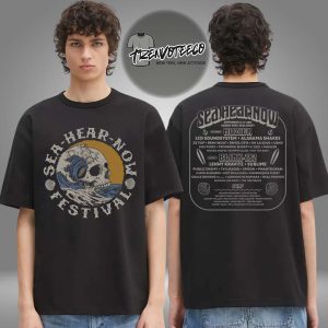 Sea Hear Now Music Festvial Event Merch Crested Skull Lineup Two Sided Unisex T-Shirt