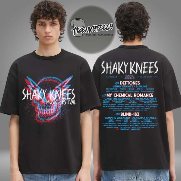 Shaky Knees Merch Music Festival Shockwave Lineup Two Sided Unisex T-Shirt