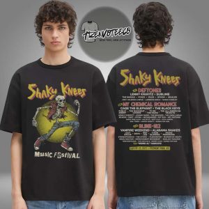Shaky Knees Merch Music Festival Skeleton Punk Lineup Two Sided Unisex T-Shirt