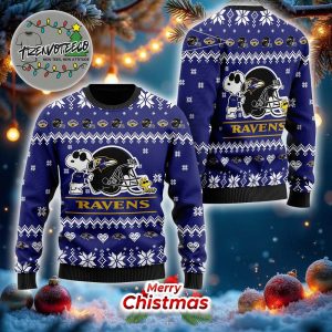 Snoopy And Woodstock Baltimore Ravens NFL Christmas Ugly Sweater