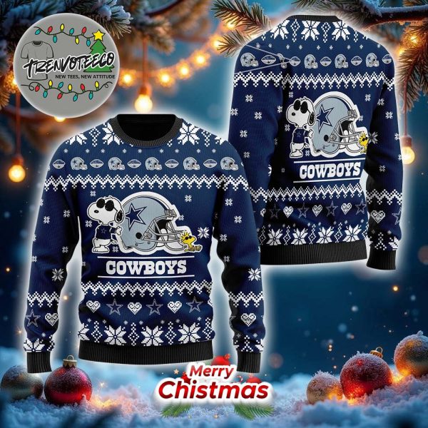 Snoopy And Woodstock Dallas Cowboys Christmas Ugly Sweater