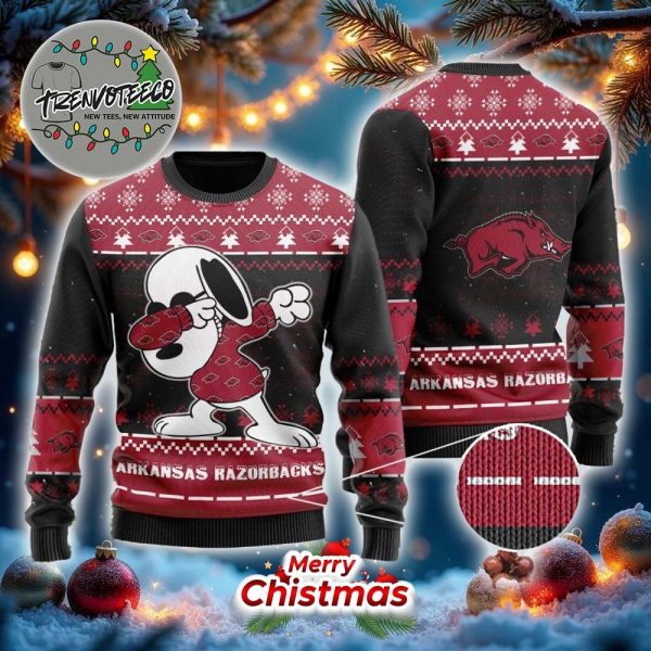 Snoopy Dab Arkansas Razorbacks NFL Christmas Ugly Sweater