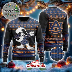 Snoopy Dab Auburn Tigers Christmas Ugly Sweater