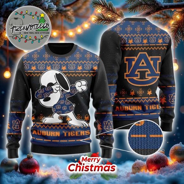 Snoopy Dab Auburn Tigers Christmas Ugly Sweater