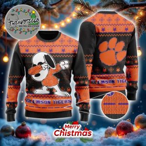 Snoopy Dab Clemson Tigers Christmas Ugly Sweater