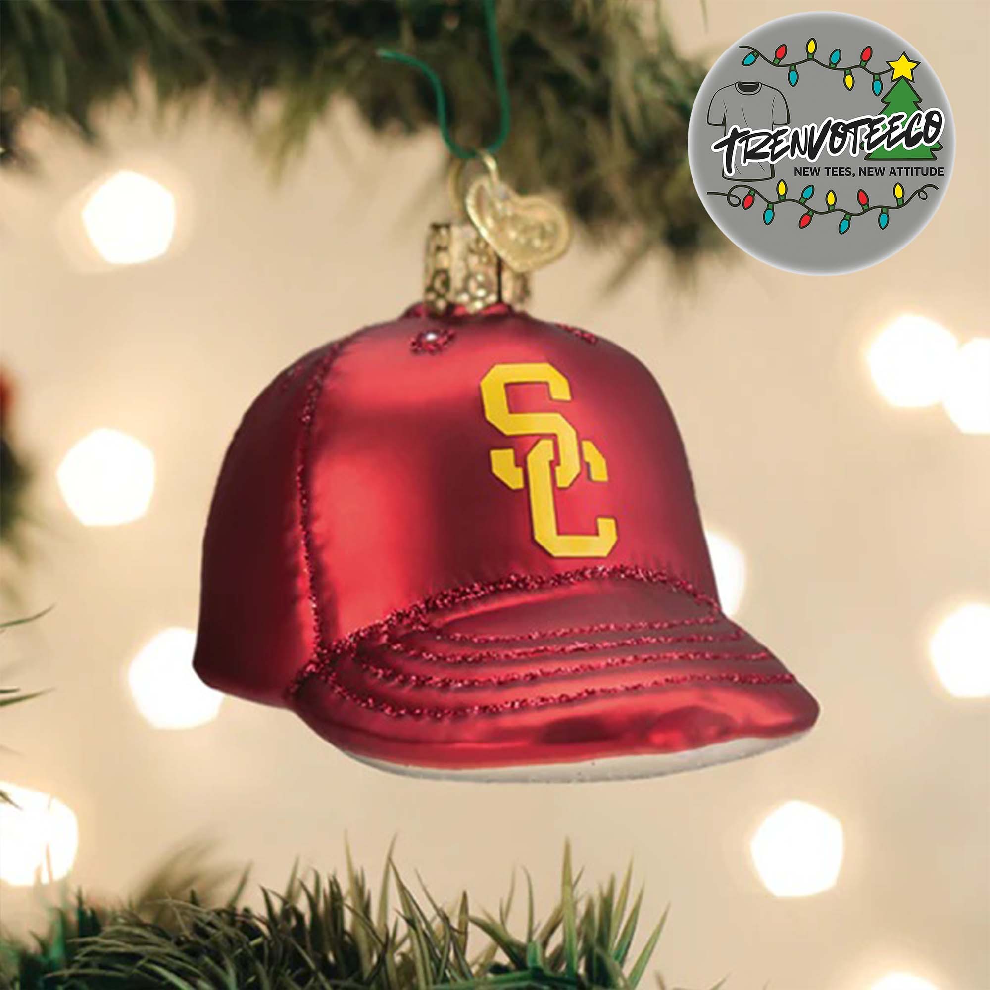 USC Trojans Baseball Cap NCAA Gifts For Fan Christmas Tree Decorations Ornament USC Trojans Baseball Cap NCAA Gifts For Fan Christmas Tree Decorations Ornament