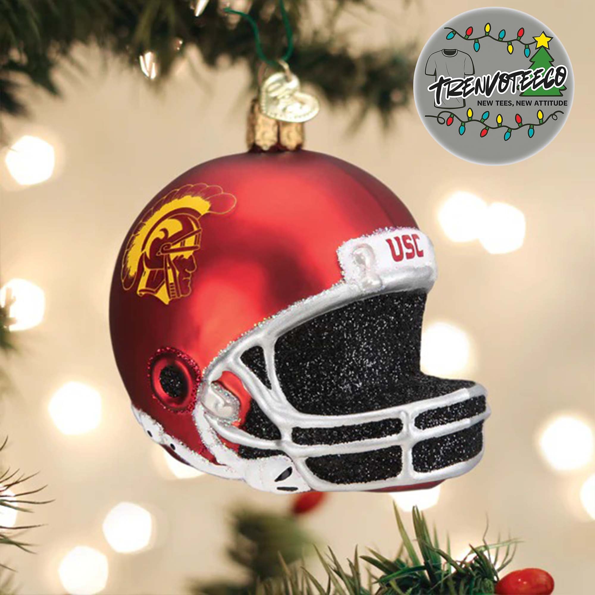 USC Trojans Football Helmet NCAA Gifts For Fan Christmas Tree Decorations Ornament USC Trojans Football Helmet NCAA Gifts For Fan Christmas Tree Decorations Ornament