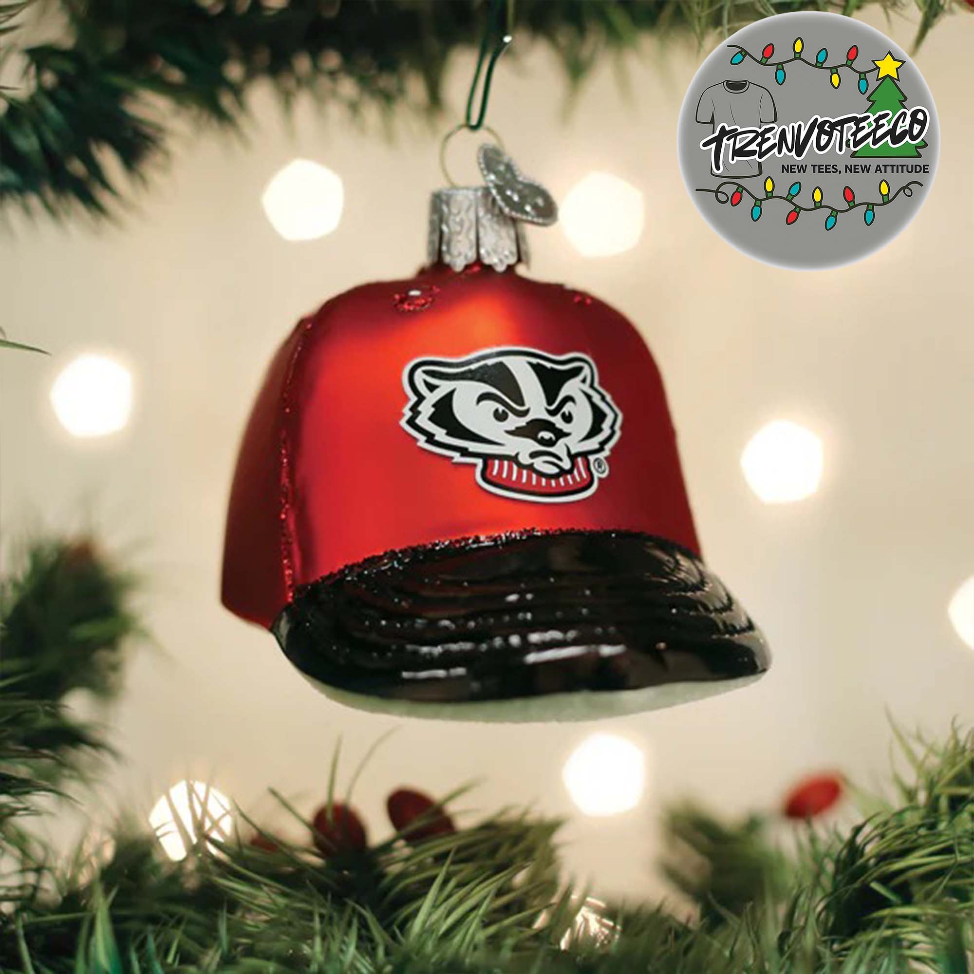 Wisconsin Badgers Baseball Cap NCAA Gifts For Fan Christmas Tree Decorations Ornament Wisconsin Badgers Baseball Cap NCAA Gifts For Fan Christmas Tree Decorations Ornament