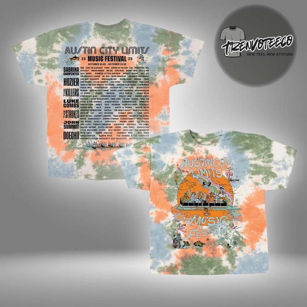 ACL Music Festival 2025 Merch Poster Tie Dye Lineup T-Shirt