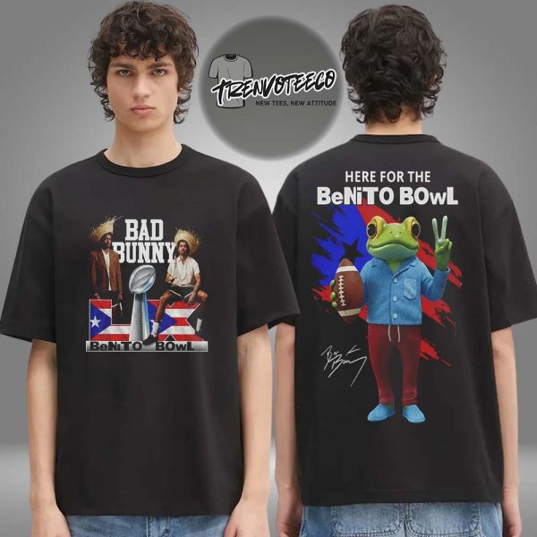 Bad Bunny x Super Bowl 2026 Puerto Rico Flag Here For The Benito Bowl Two Sided Unisex T-Shirt
