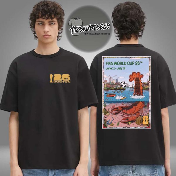 Fifa World Cup 26 Boston Host City Poster Two Sided Unisex T-Shirt