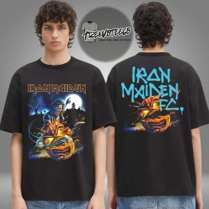 Iron Maiden Merch Haloween Eddie Pumpkin Slasher Two Sided Unisex T-Shirt