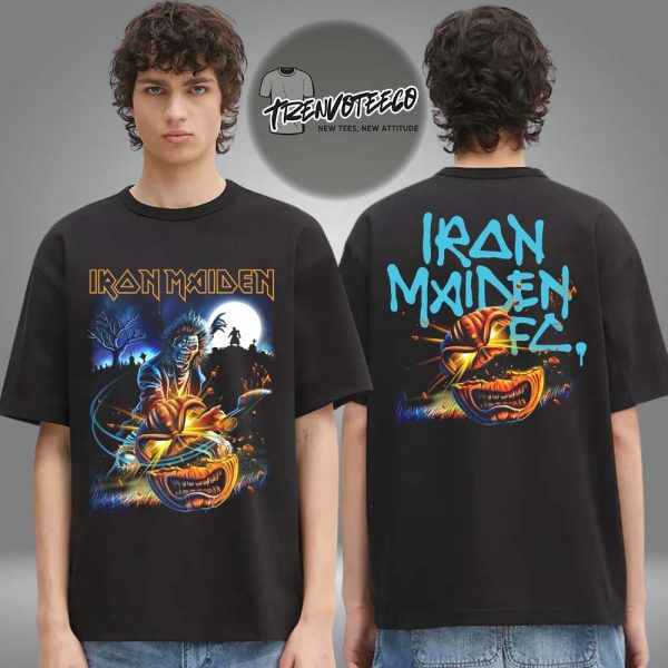 Iron Maiden Merch Haloween Eddie Pumpkin Slasher Two Sided Unisex T-Shirt