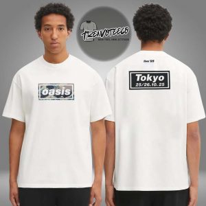 Oasis Merch Tokyo JP Live 25 Tour At Tokyo Dome On October 25 26 2025 Wave Japan Exclusive Two Sided Unisex T-Shirt