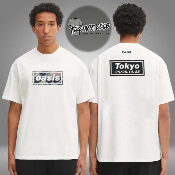 Oasis Merch Tokyo JP Live 25 Tour At Tokyo Dome On October 25 26 2025 Wave Japan Exclusive Two Sided Unisex T-Shirt