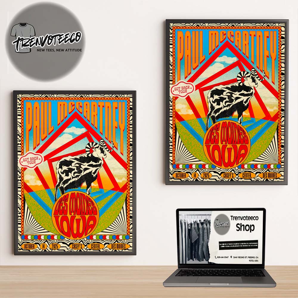 Paul McCartney Merch Got Back 2025 Tour At Casey's Center In Des Moines On October 14 2025 Home Decor Poster Canvas